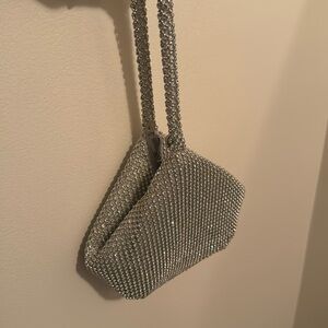 Beautiful Silver Clutch Bag with Diamonds Elegant